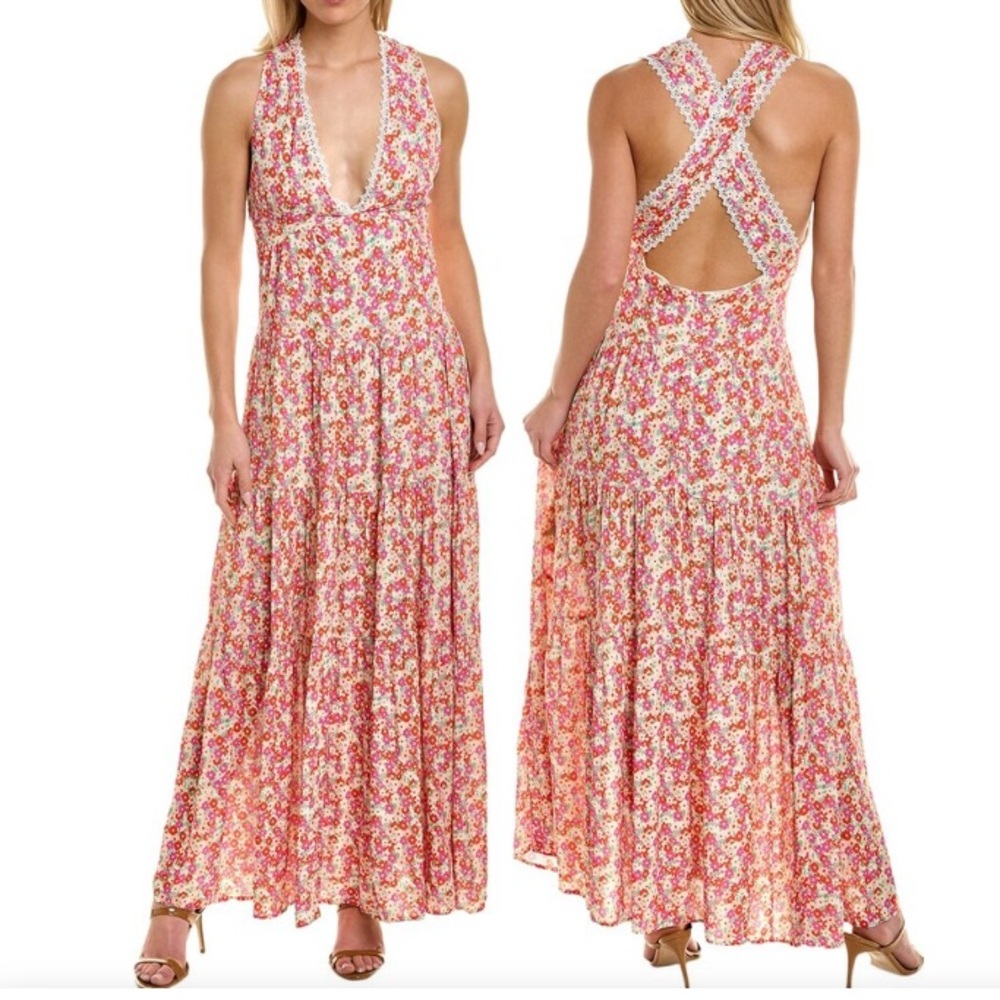 Alexia Admor Tezzi Maxi Dress| Women's Tezzi V-Neck Tiered Maxi Dress Size 8